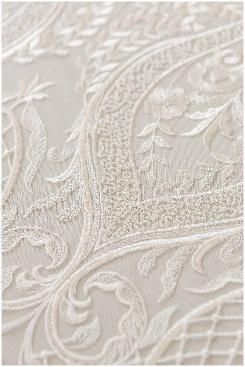 Bridal lace / boho bridal lace material / offwhite bridal lace / oriental wedding lace / boho lace / / L17-141