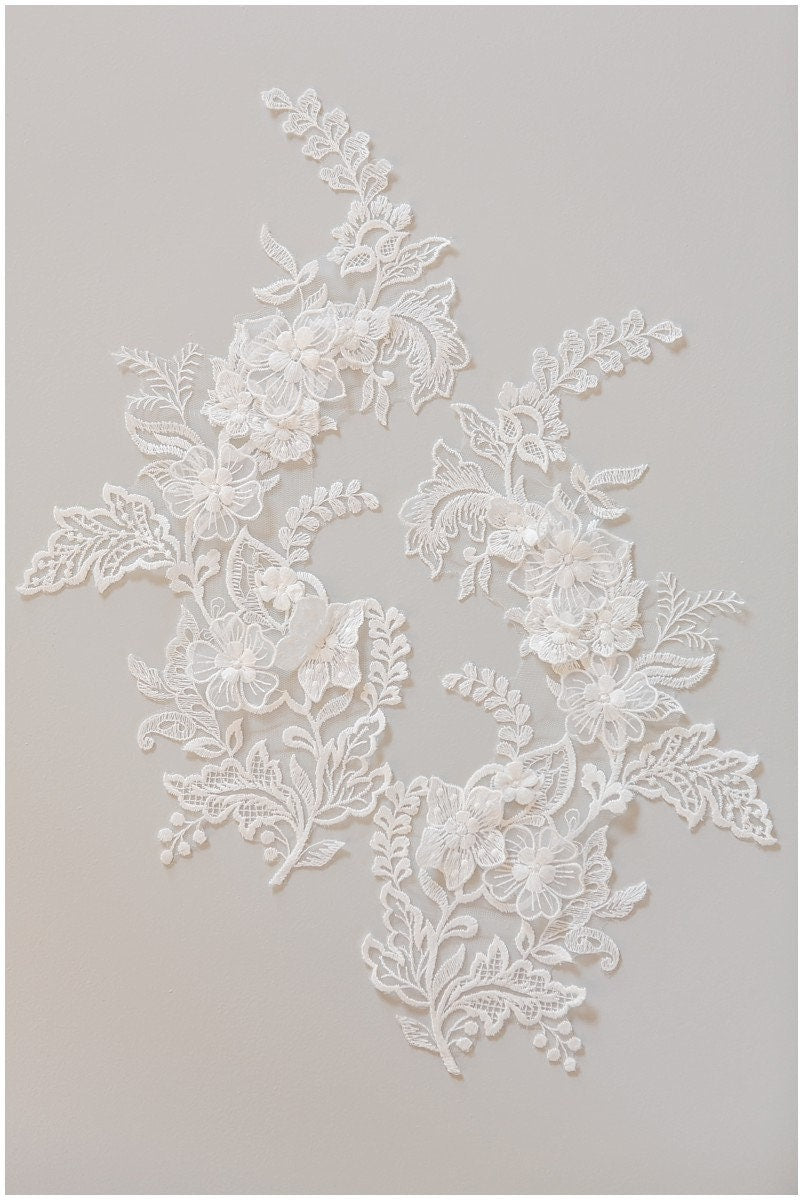Romantische 3D Blüten Spitzen Applikation, Blumen Applikation, SpitzenBlume Patch, Hochzeitskleid Spitze, Hochzeitskleid Spitzenapplikation, Brautspitze// A17-122