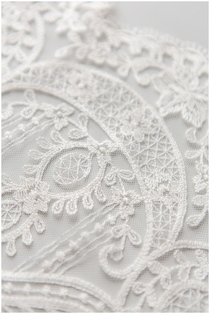 Soft embroidered lace trim/ elegant bridal lace trim/ veil lace trim/ wedding dress lace trim// T17-043