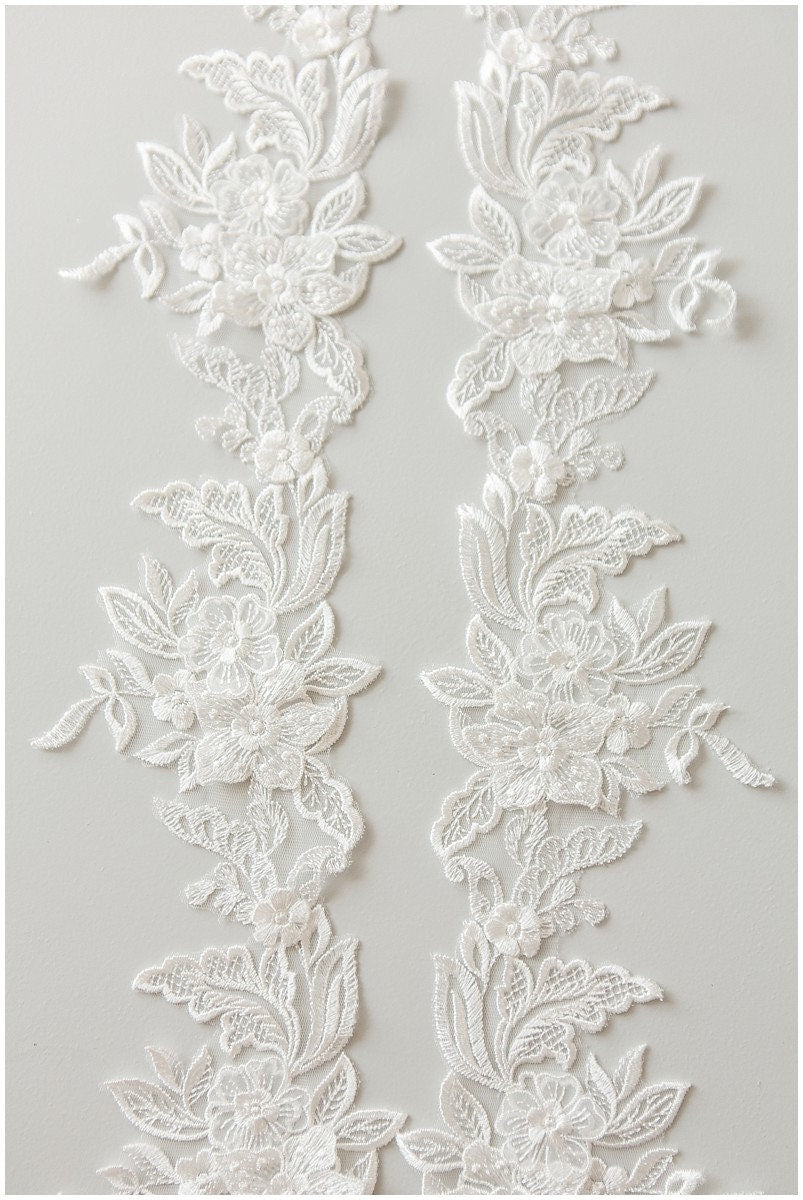 2yds 3D flower lace trim/ elegant bridal lace trim/ veil lace trim/ wedding dress lace// T17-055