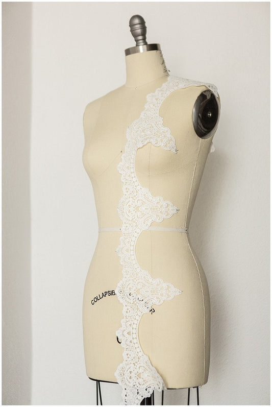 Garniture en dentelle blanc cassé/garniture en dentelle de mariée élégante/garniture en dentelle de voile de fleur/dentelle de robe de mariée// T17-056