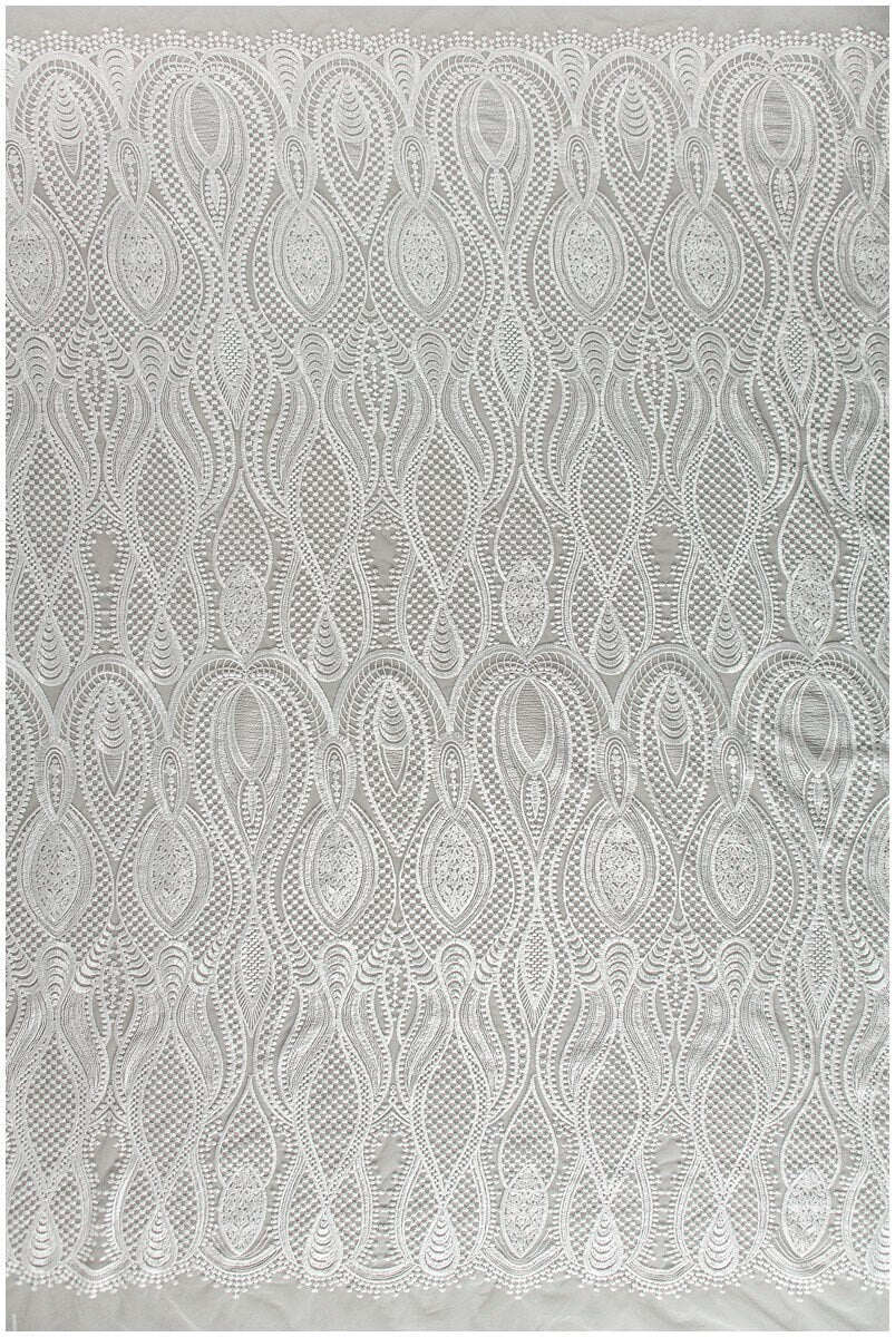 Braut Spitzenstoff Off-White/ Hochzeitskleid Spitze/ moderne geometrische Spitze/ Boho Hochzeitskleid/ Boho Spitze// L17-166