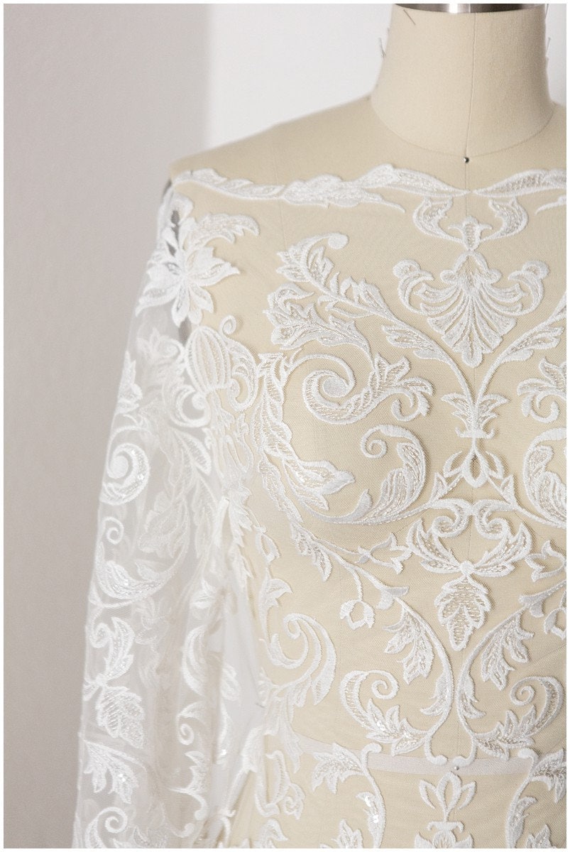 Guipure Look Lace Trim Off-White Ivory/ Bridal Lace Trim/ Wedding Dress Lace/ Bridal Lace// T17-008