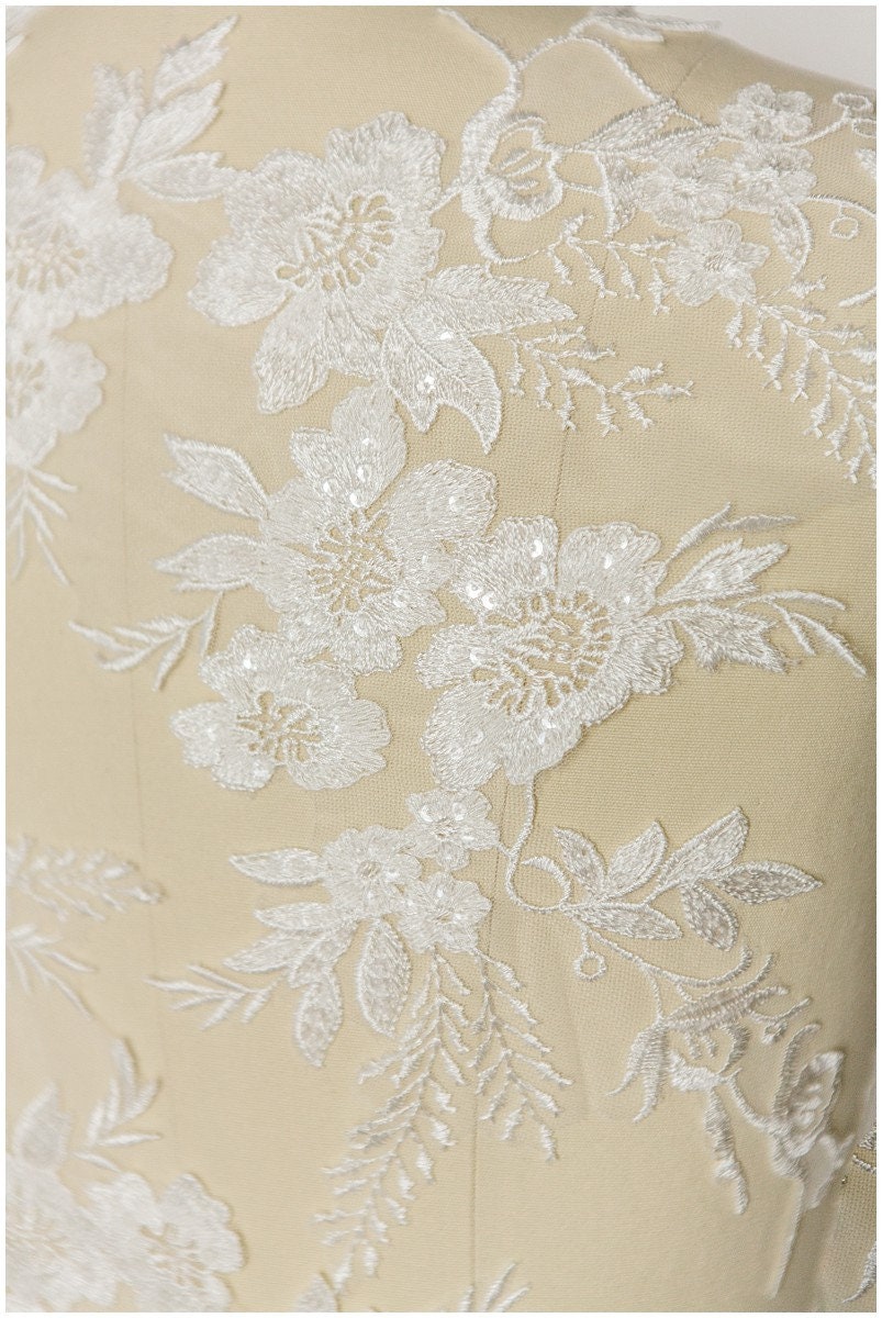 Bridal lace applique, romantic floral lace applique, lace flower applique, flower applique, wedding dress lace applique, bridal lace // A17-130