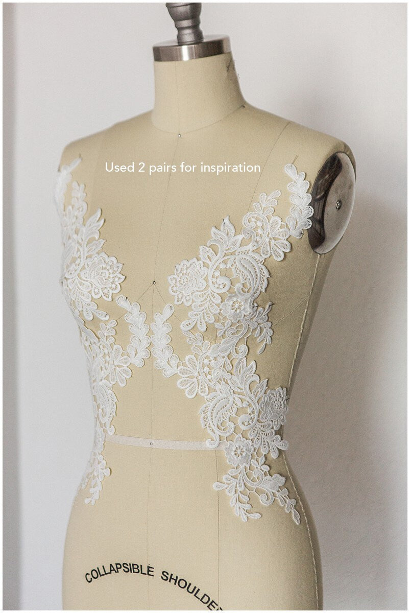 Milchseide Spitzen Applikation, BrautBlumen Applikation, Spitzenblume, Blumen Applikation, Hochzeitskleid Spitzenapplikation, Spitzenblumen Applikation// A17-139