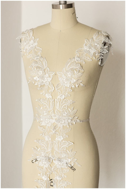 2yds 3D fleur dentelle garniture/élégante dentelle de mariée garniture/voile dentelle garniture/robe de mariée dentelle//T17-055