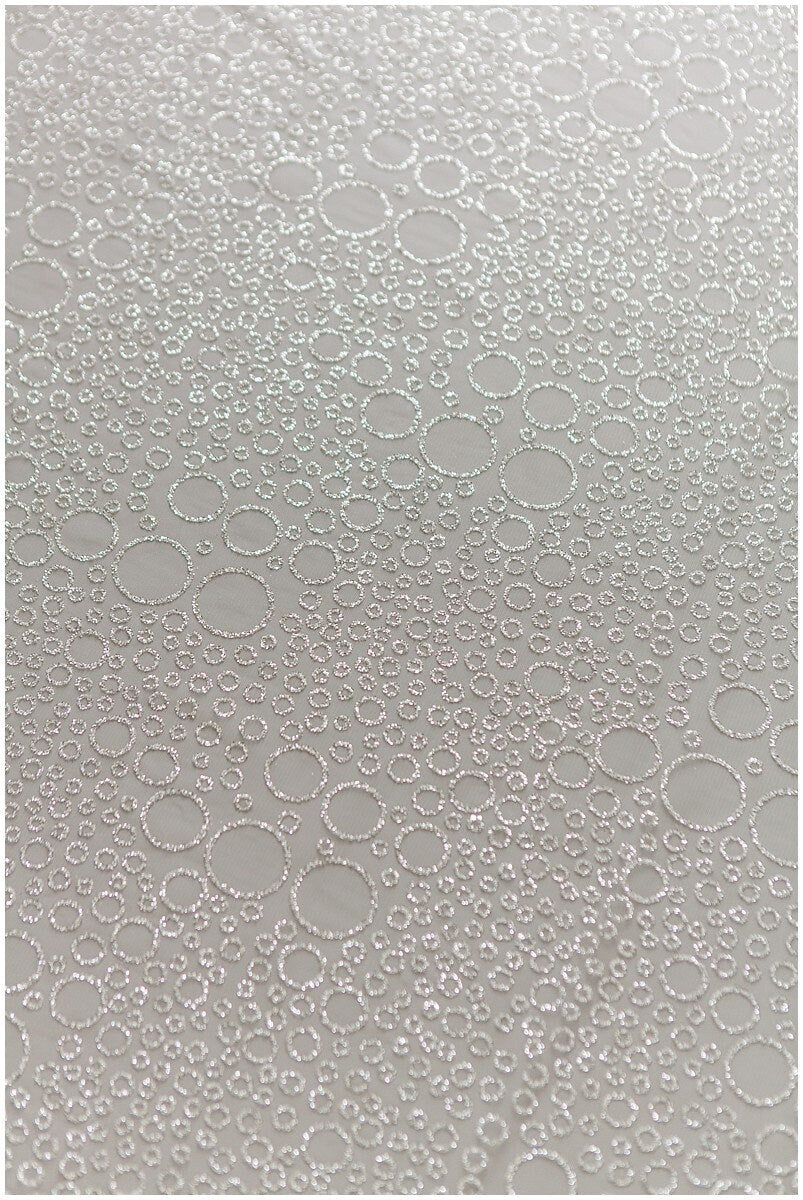 Bubble bubble pattern glitter fabric/ off-white silver glitter tulle/ wedding dress tulle/ bridal glitter fabric// R21-005