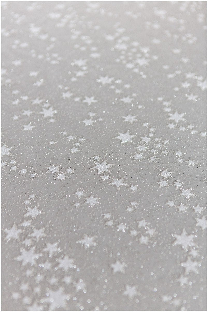 Stars glitter tulle/ off-white glitter tulle/ wedding dress tulle/ printed pearl tulle/ bridal glitter fabric// R-006