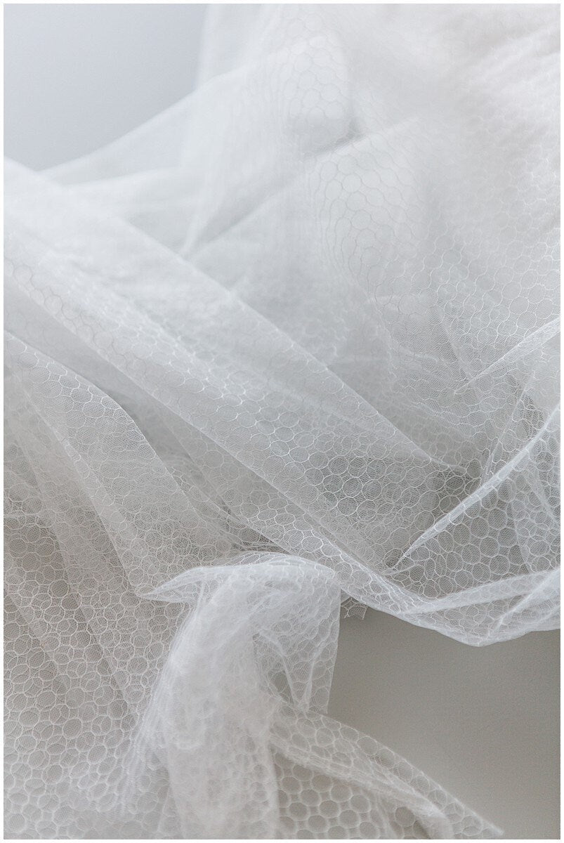 160cm wide - Circular tulle fabric for bridal veils & wedding dresses/ Off-White soft mesh fabric/ soft tulle fabric/ veils// R-168