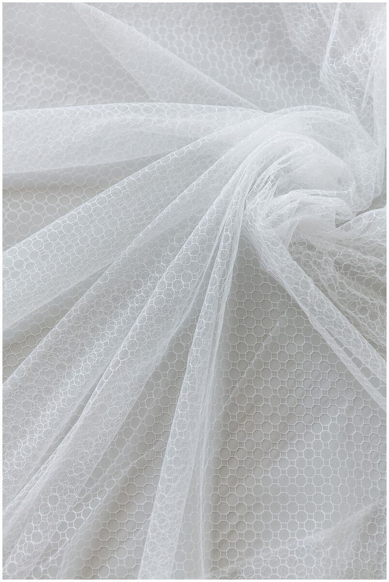160cm wide - Circular tulle fabric for bridal veils & wedding dresses/ Off-White soft mesh fabric/ soft tulle fabric/ veils// R-168