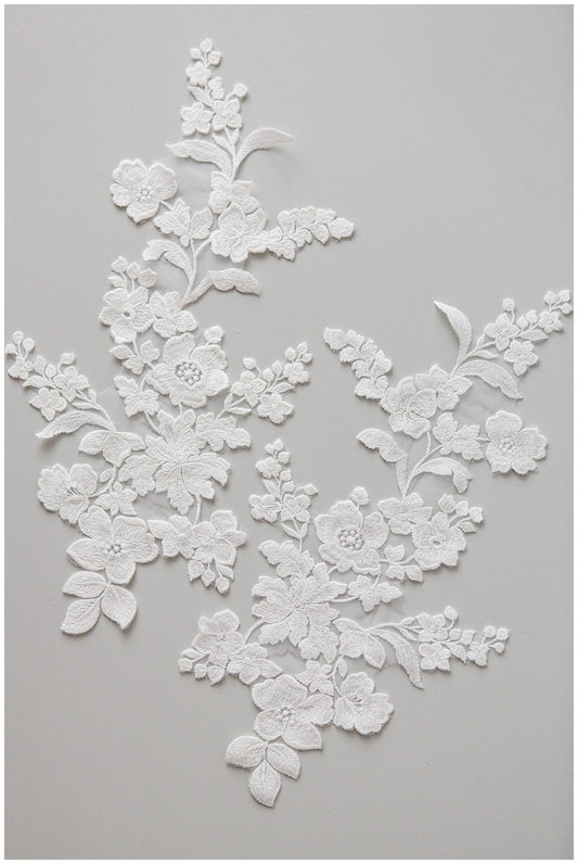 Tissu de dentelle de mariage / Tissu de dentelle de mariage / Applique de dentelle de mariée florale// A17-150