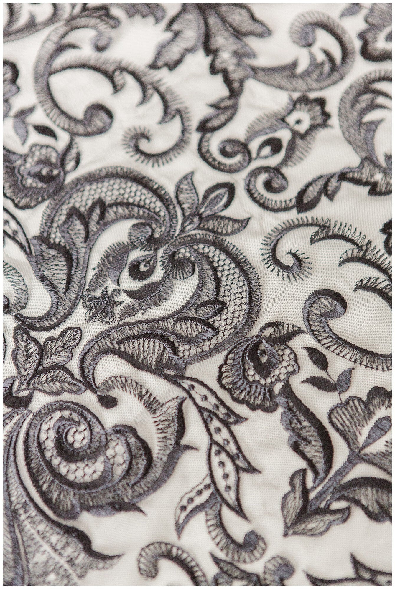 Floral black bridal lace/ black evening lace/ black lace fabric/ floral wedding lace/ black couture lace // L18-194