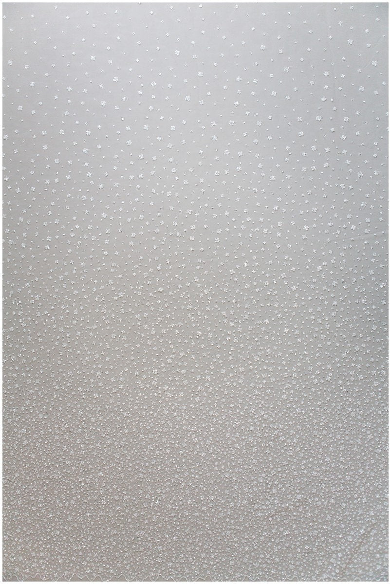 Gradient glitter mesh fabric/ Off-white silver glitter tulle/ Wedding dress tulle fabric/ Bridal glitter fabric// R-009