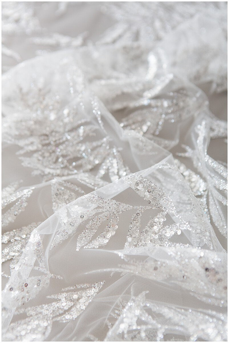 Mira Zwillinger Glitzerstoff/ Glitzer Mesh/ Brautkleid Stoff/ Hochzeitskleid Tüll/ Mesh Stoff/ Glitzer Stoff// R-010