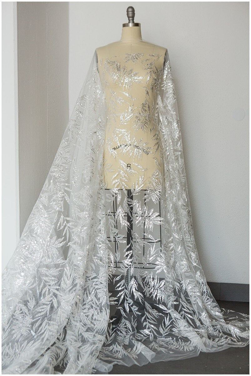 Mira Zwillinger Glitzerstoff/ Glitzer Mesh/ Brautkleid Stoff/ Hochzeitskleid Tüll/ Mesh Stoff/ Glitzer Stoff// R-010
