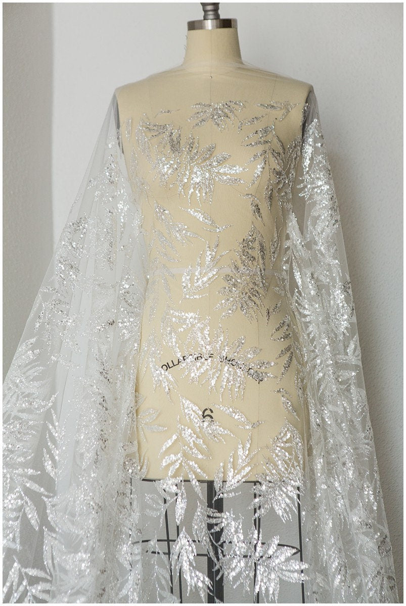 Mira Zwillinger Glitzerstoff/ Glitzer Mesh/ Brautkleid Stoff/ Hochzeitskleid Tüll/ Mesh Stoff/ Glitzer Stoff// R-010