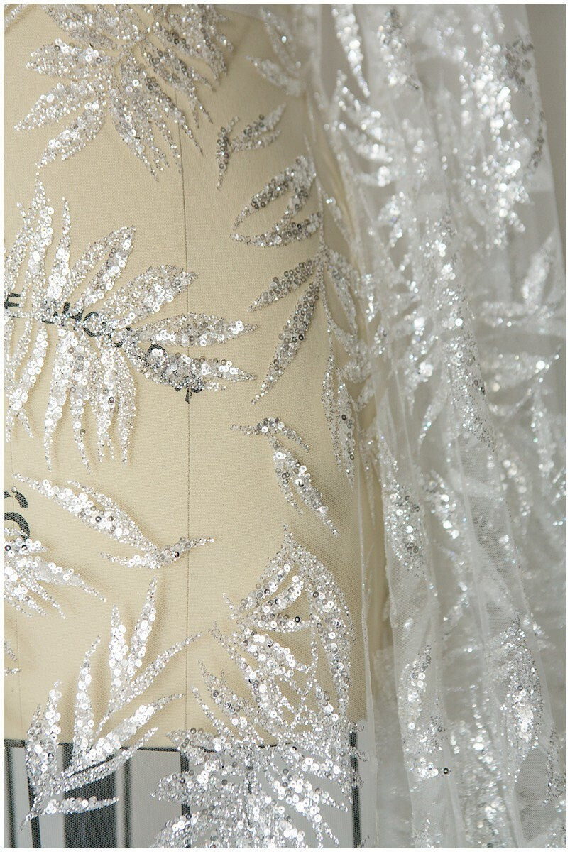 Mira Zwillinger Glitzerstoff/ Glitzer Mesh/ Brautkleid Stoff/ Hochzeitskleid Tüll/ Mesh Stoff/ Glitzer Stoff// R-010