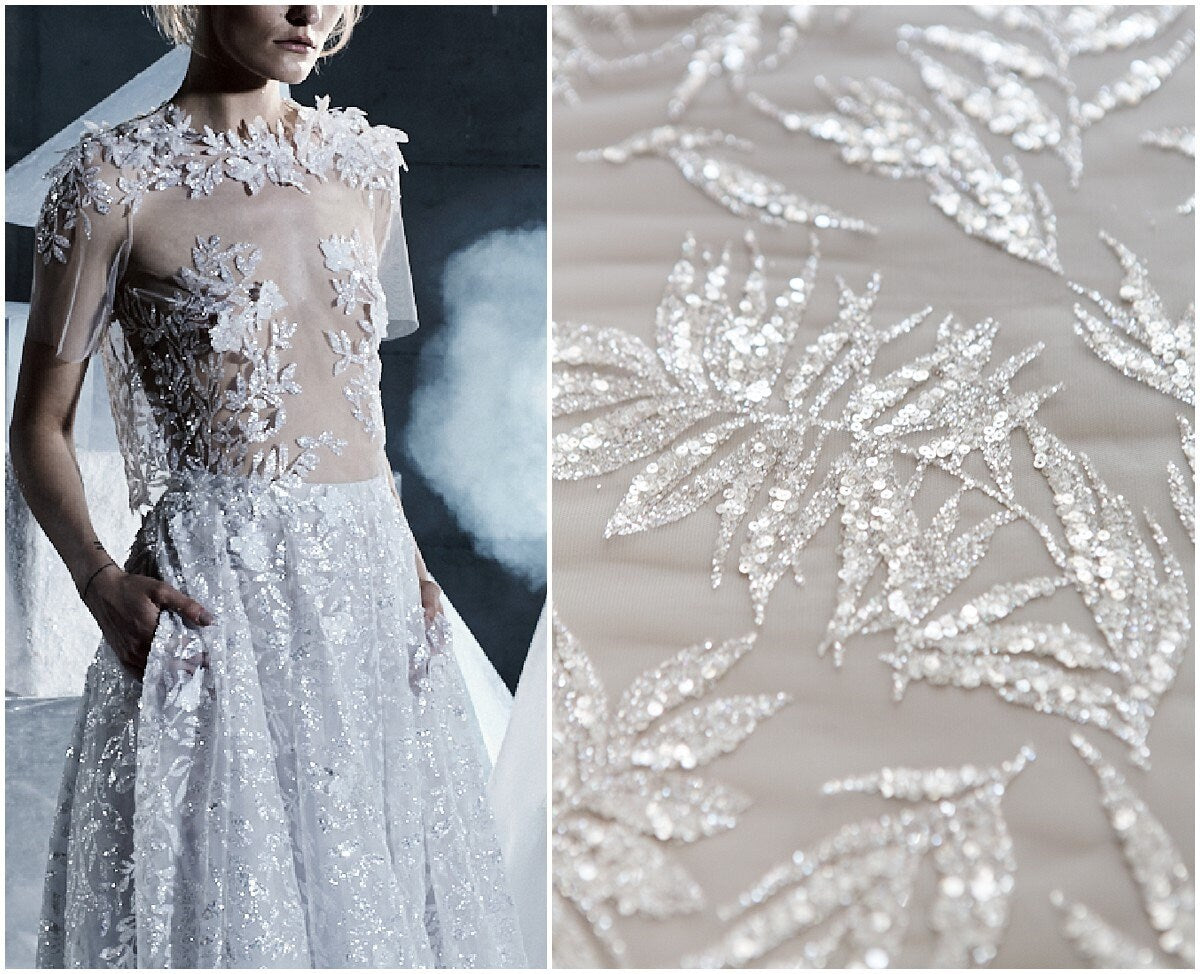 Mira Zwillinger glitter fabric/ glitter mesh/ wedding dress fabric/ we Couture Lace Mira Zwillinger glitter fabric/ glitter mesh/ wedding dress fabric/ we Couture Lace