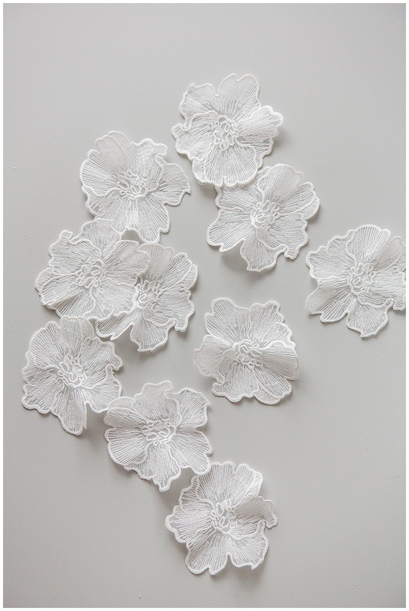 10pcs 3D lace flowers for sewing/ 3D flower lace applique/ wedding dress lace applique/ bridal lace// A17-157