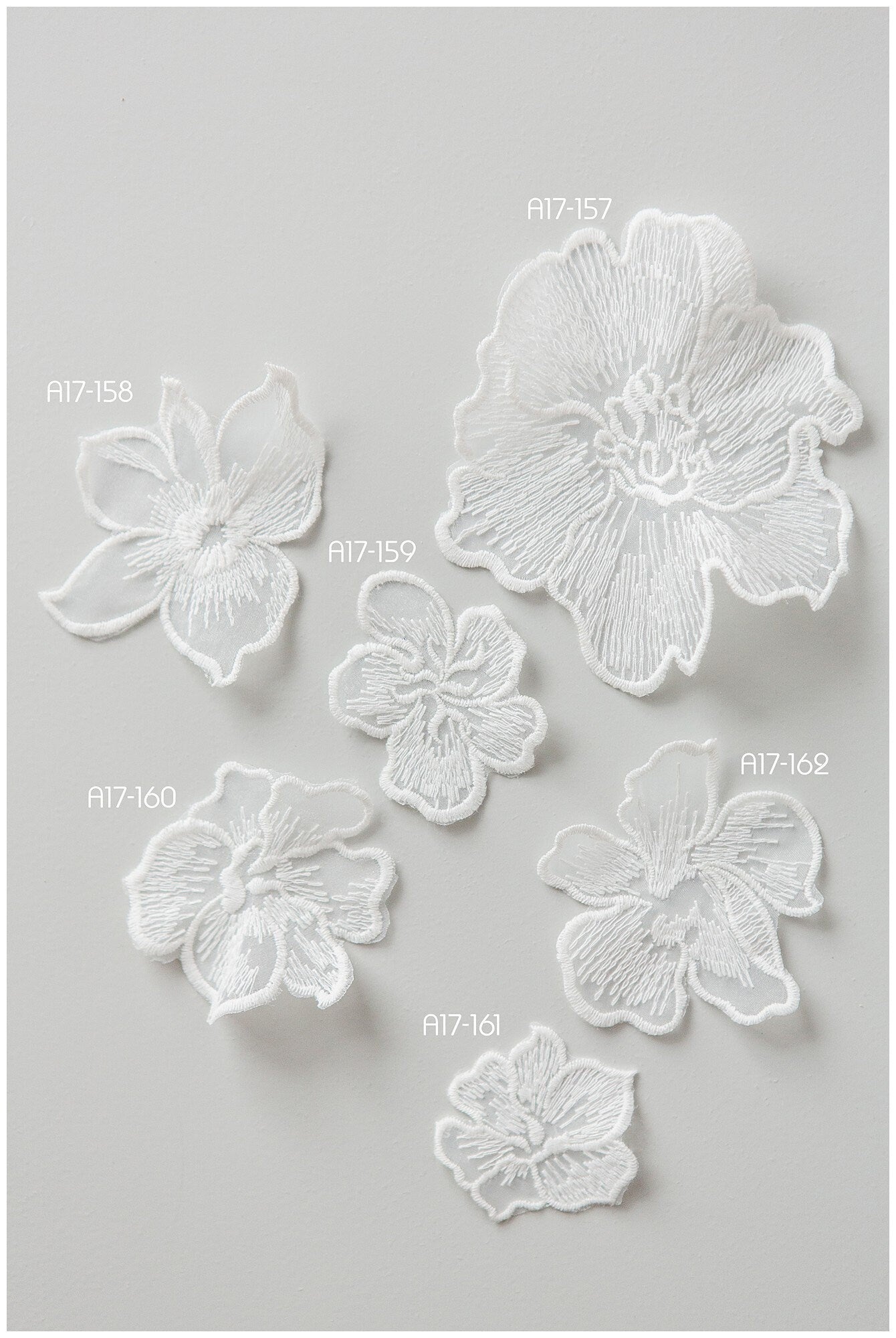 10pcs. 3D lace flowers for sewing on/ 3D flower lace applique/ wedding dress lace applique/ bridal lace// A17-161