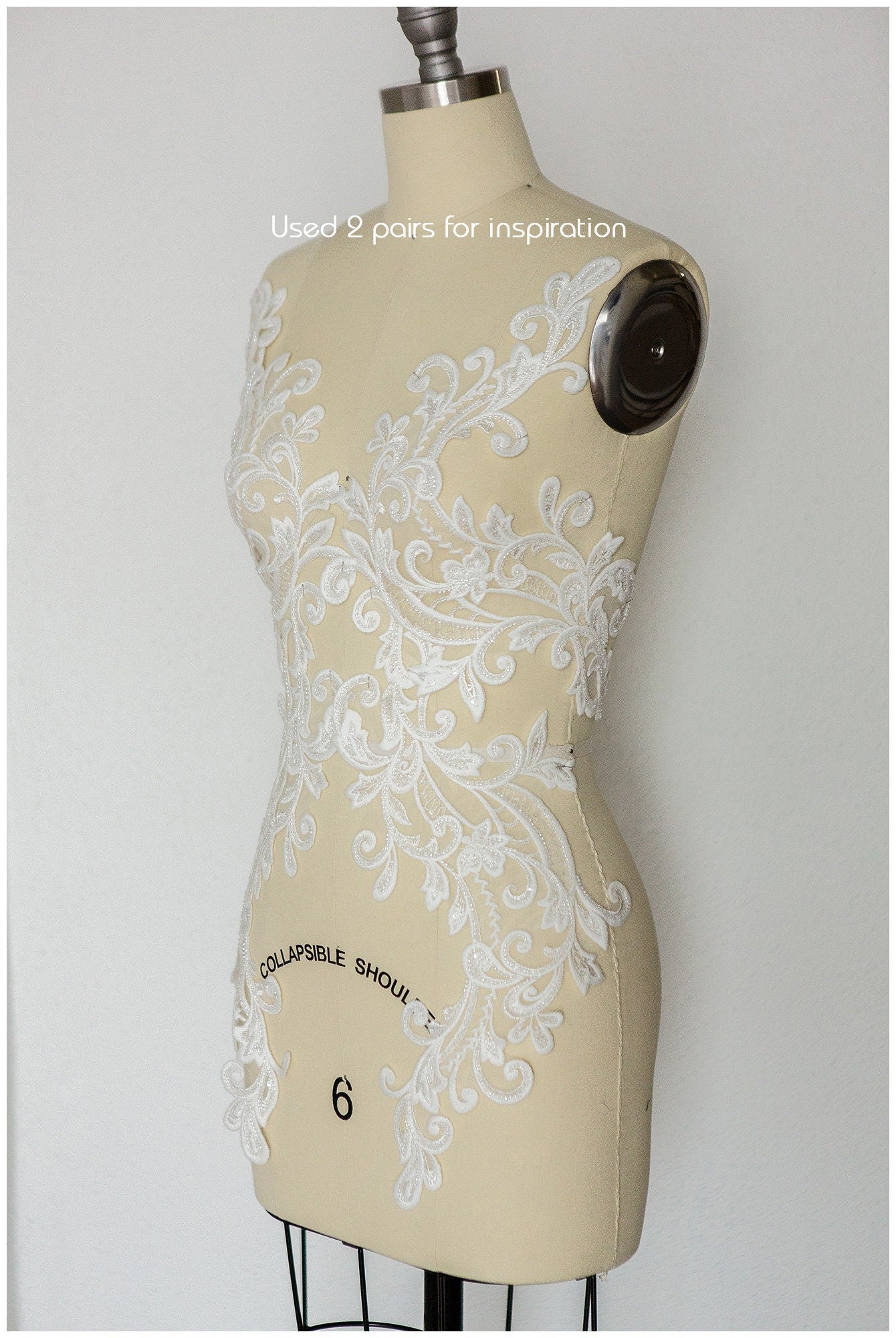 Perlen Hochzeitskleid Applikation, Aufnäher für Brautkleid, Spitzenblume für Hochzeitskleid, Brautspitze Applikation// A17-152