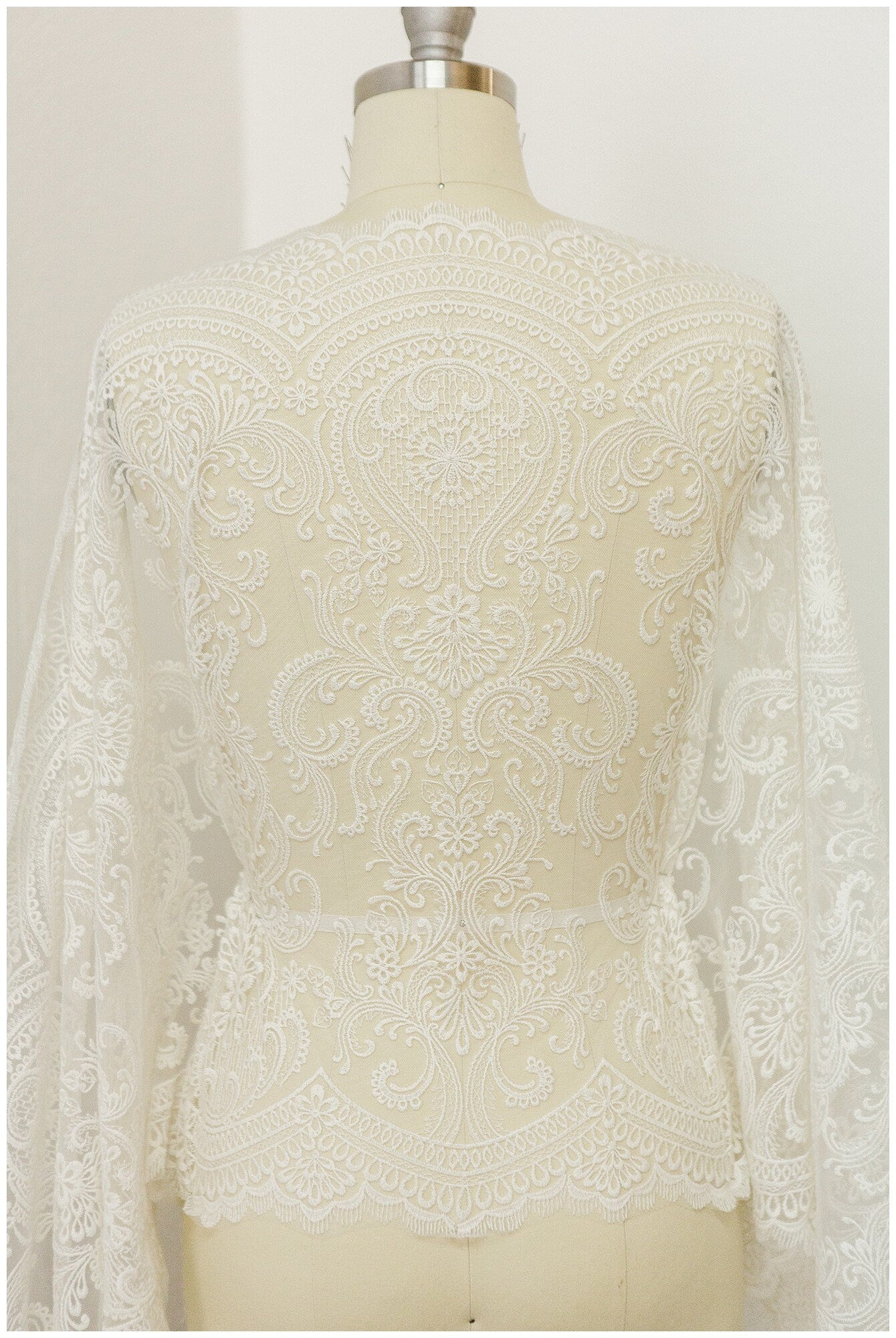 T17-062 /Bridal bolero lace trim, embroidered lace fabric for wedding dress, soft boho lace, boho wedding dress lace, embroidered lace trim
