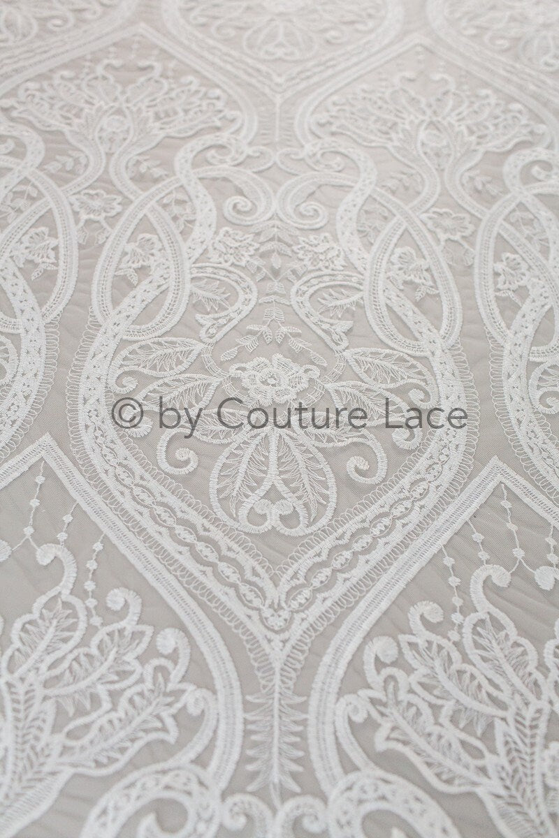 Boho lace fabric for wedding dress/ Boho lace off-white/ Cotton lace/ Boho wedding dress lace// L18-206