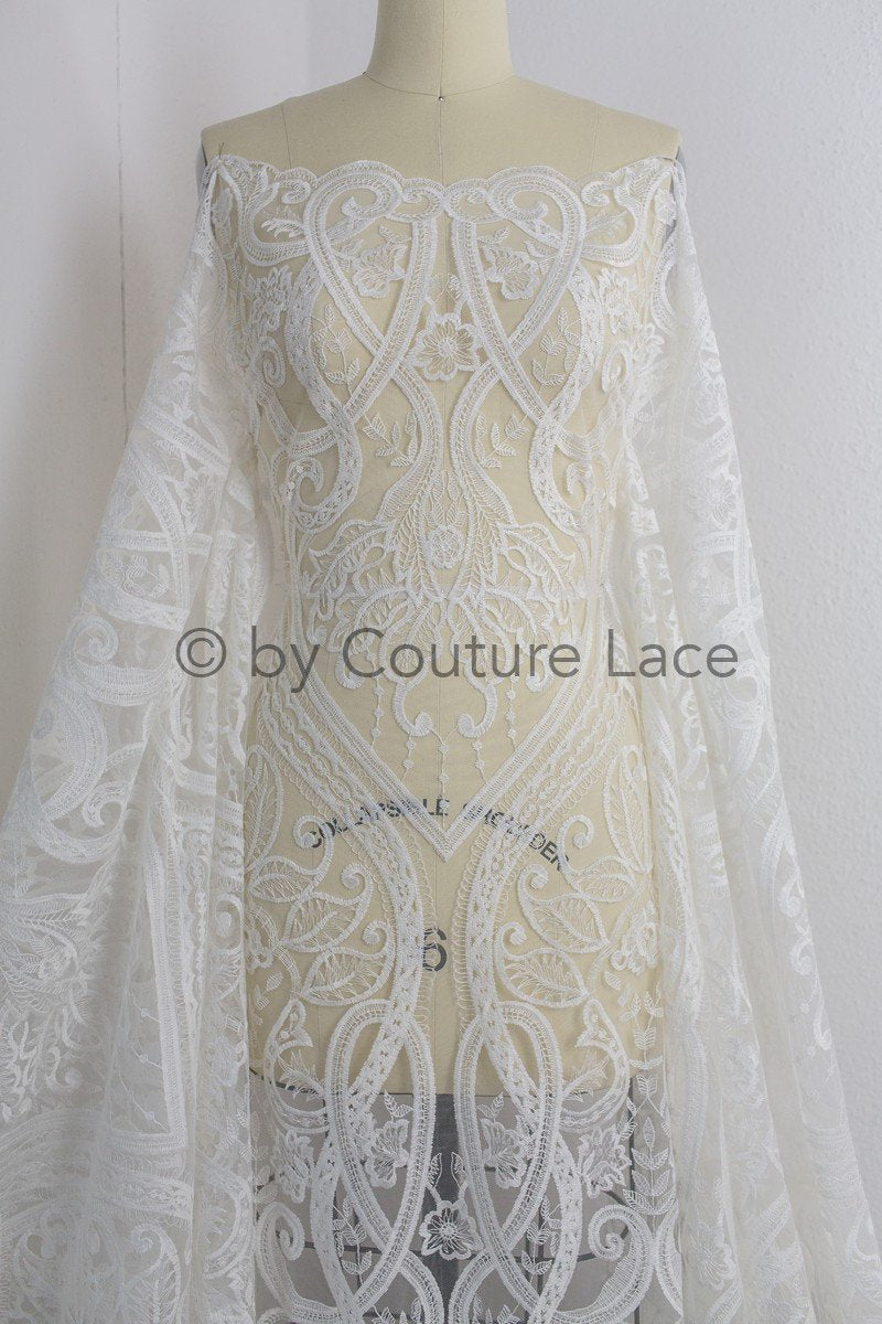 Boho lace fabric for wedding dress/ Boho lace off-white/ Cotton lace/ Boho wedding dress lace// L18-206