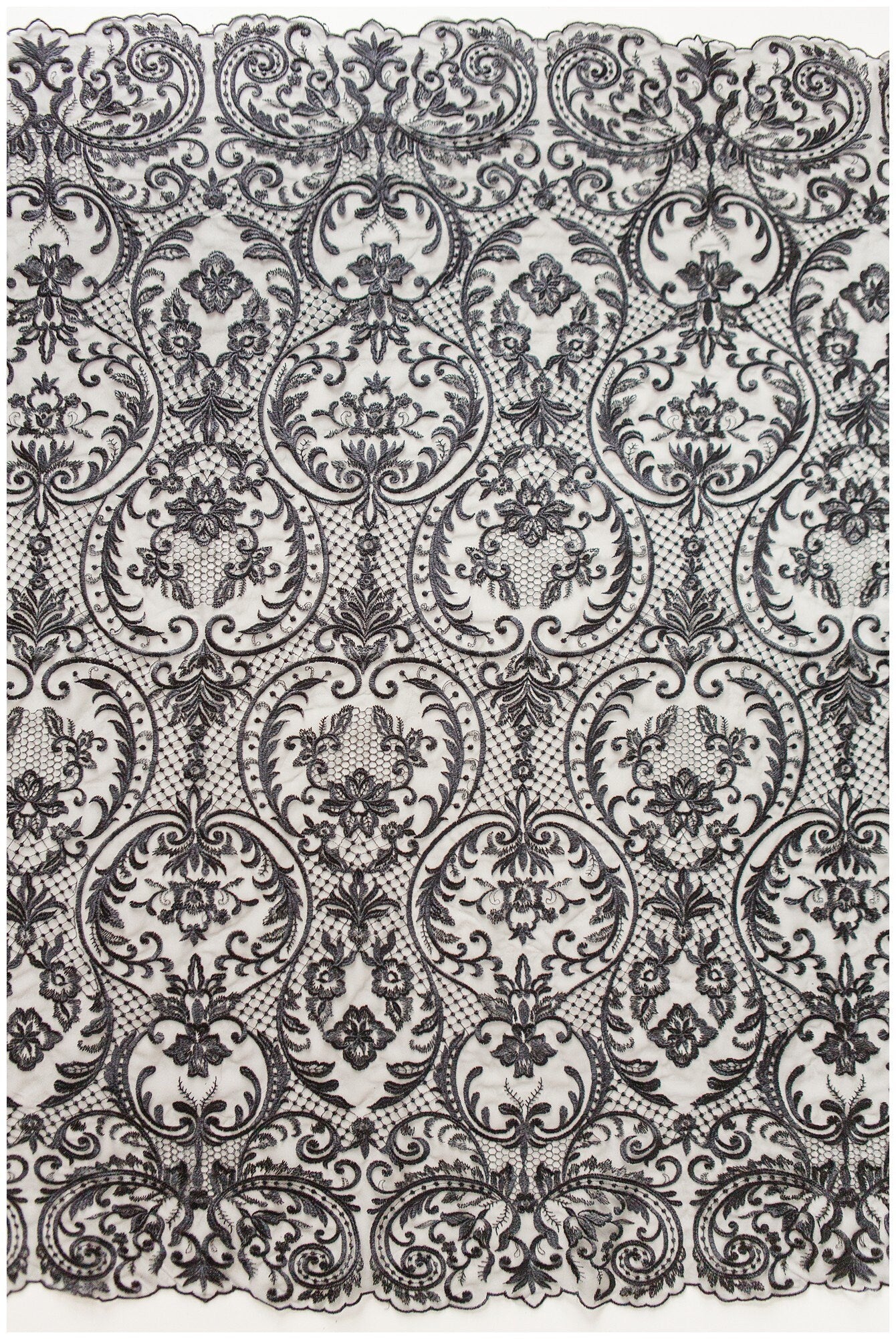 schwarze Braut Spitze/ schwarze florale Spitze/ florale Couture Spitze/ schwarze Spitzen Stickerei // L18-192
