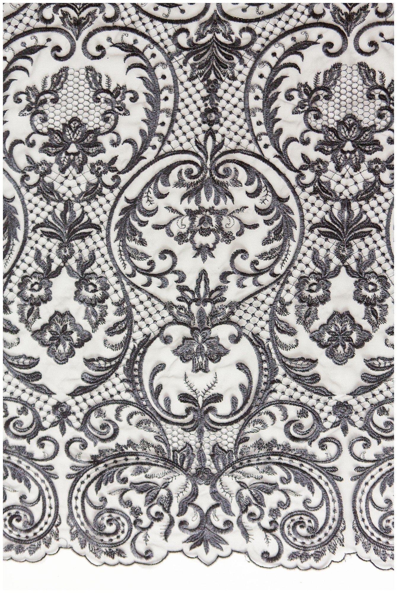 schwarze Braut Spitze/ schwarze florale Spitze/ florale Couture Spitze/ schwarze Spitzen Stickerei // L18-192