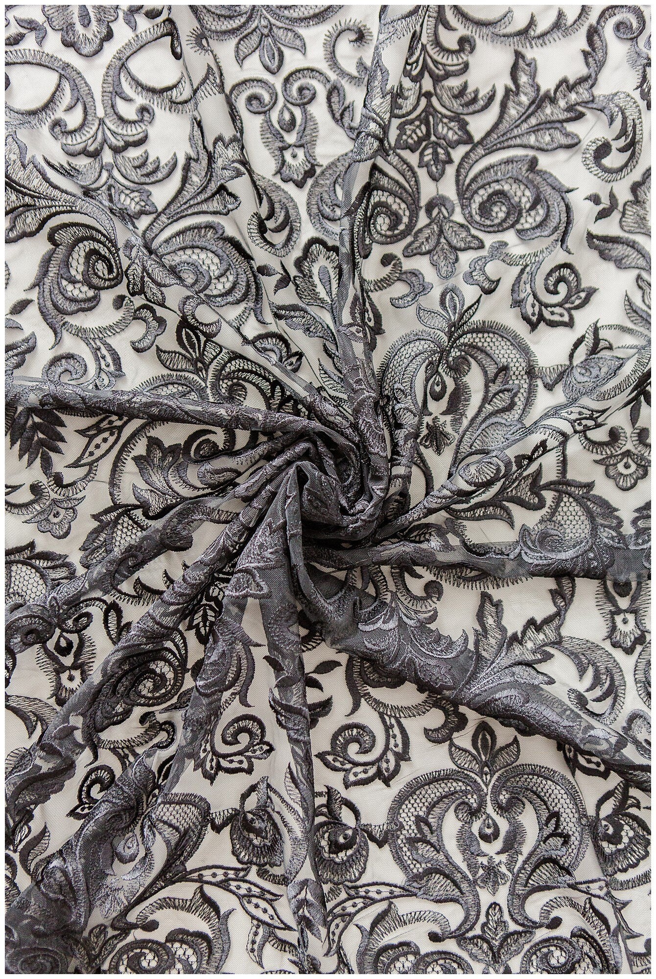 Floral black bridal lace/ black evening lace/ black lace fabric/ floral wedding lace/ black couture lace // L18-194
