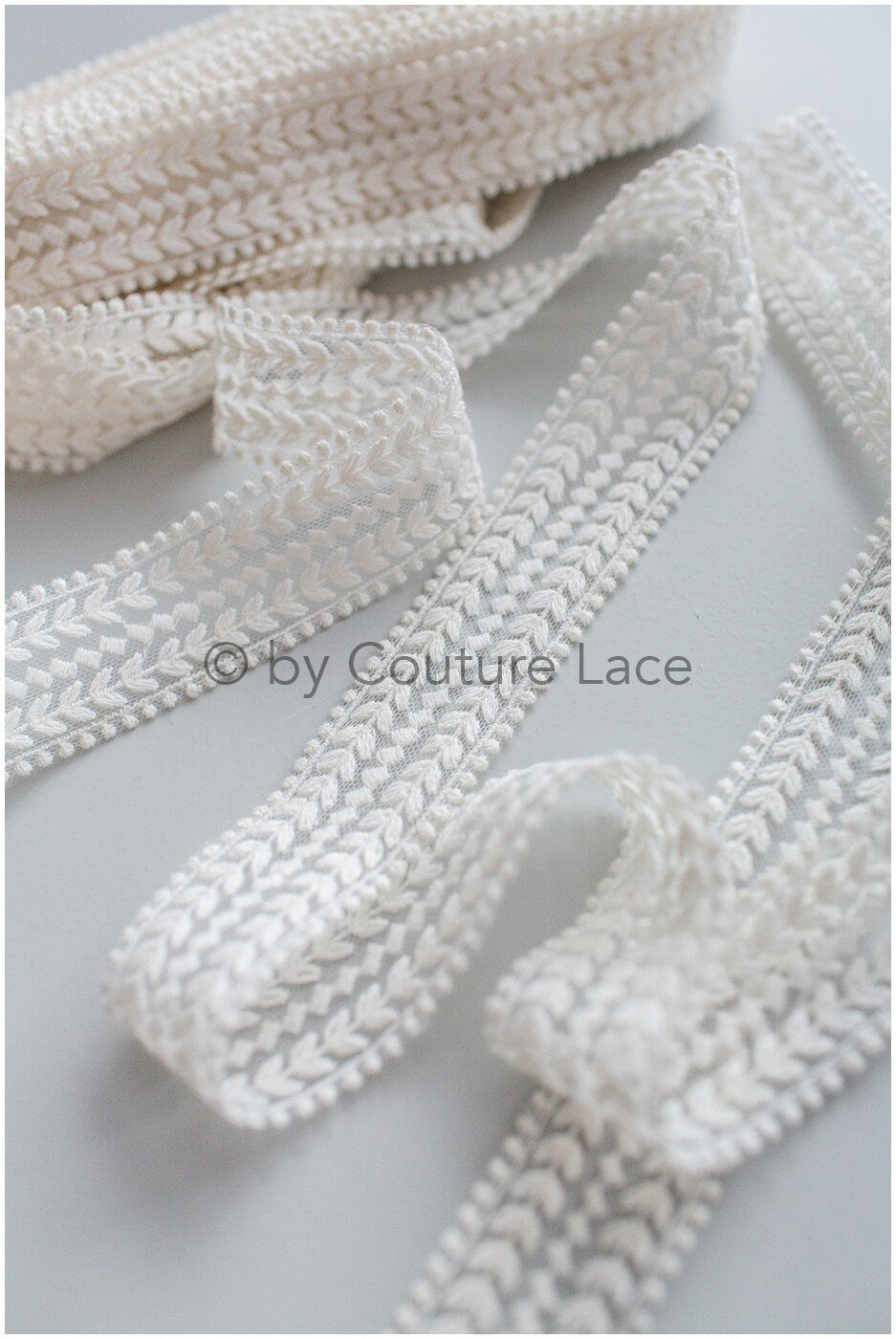 Soft embroidered lace trim off-white/ elegant bridal lace/ bridal lace trim/ veil lace/ boho wedding dress// T19-064CO