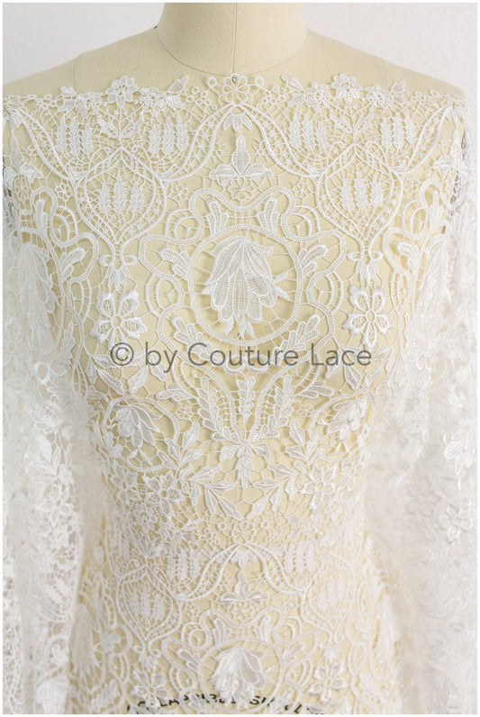 Guipure Spitzenstoff Off-White/ Boho Brautkleid Stoff/ Spitzenstoff für Hochzeitskleid/ Häkelspitze für Brautkleid// L19-201