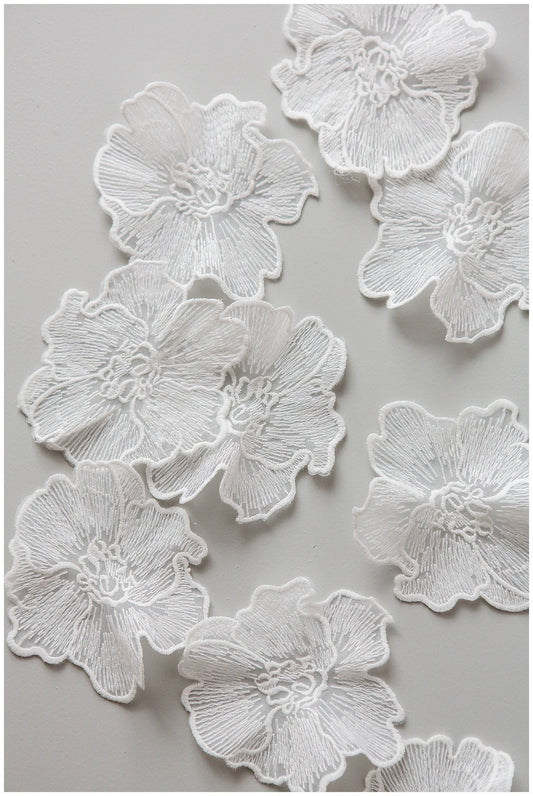 10 pièces. Fleurs de dentelle 3D pour la couture/ applique de dentelle de fleur 3D/ applique de dentelle de robe de mariée/ dentelle de mariée// A17-157