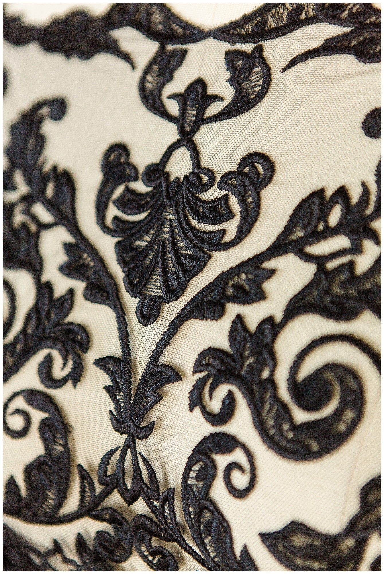 BLACK lace trim for evening dress, embroidered lace trim black, soft lace trim, lace trim for black veil// T17-063