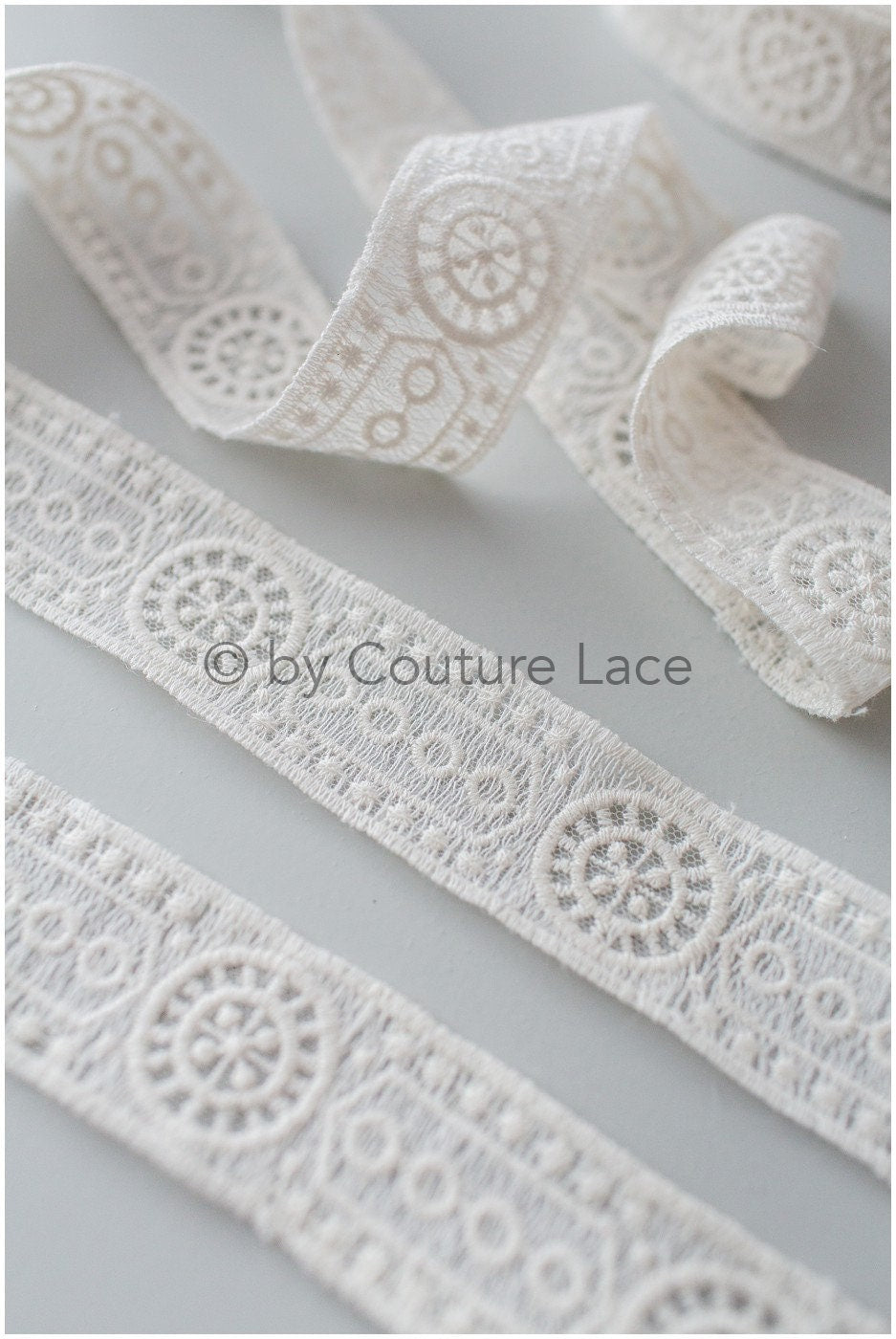 Soft embroidered lace trim off-white/ Boho wedding dress lace trim/ Bridal lace trim/ Veil lace// T19-066