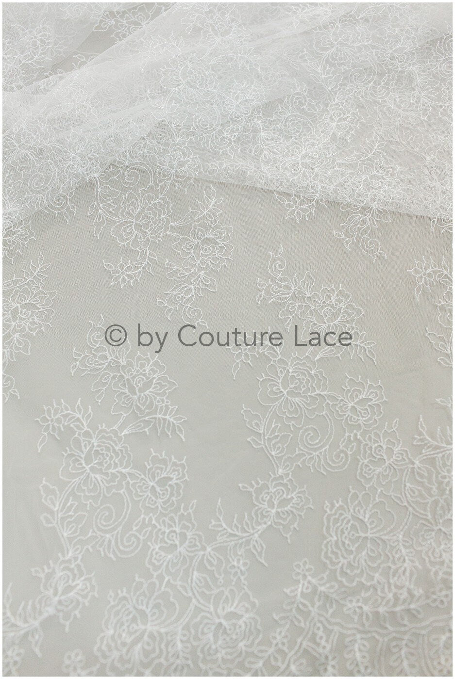 Filigree lace fabric off-white/ contour embroidered lace fabric for wedding dress/ floral lace/ boho lace// L19-200