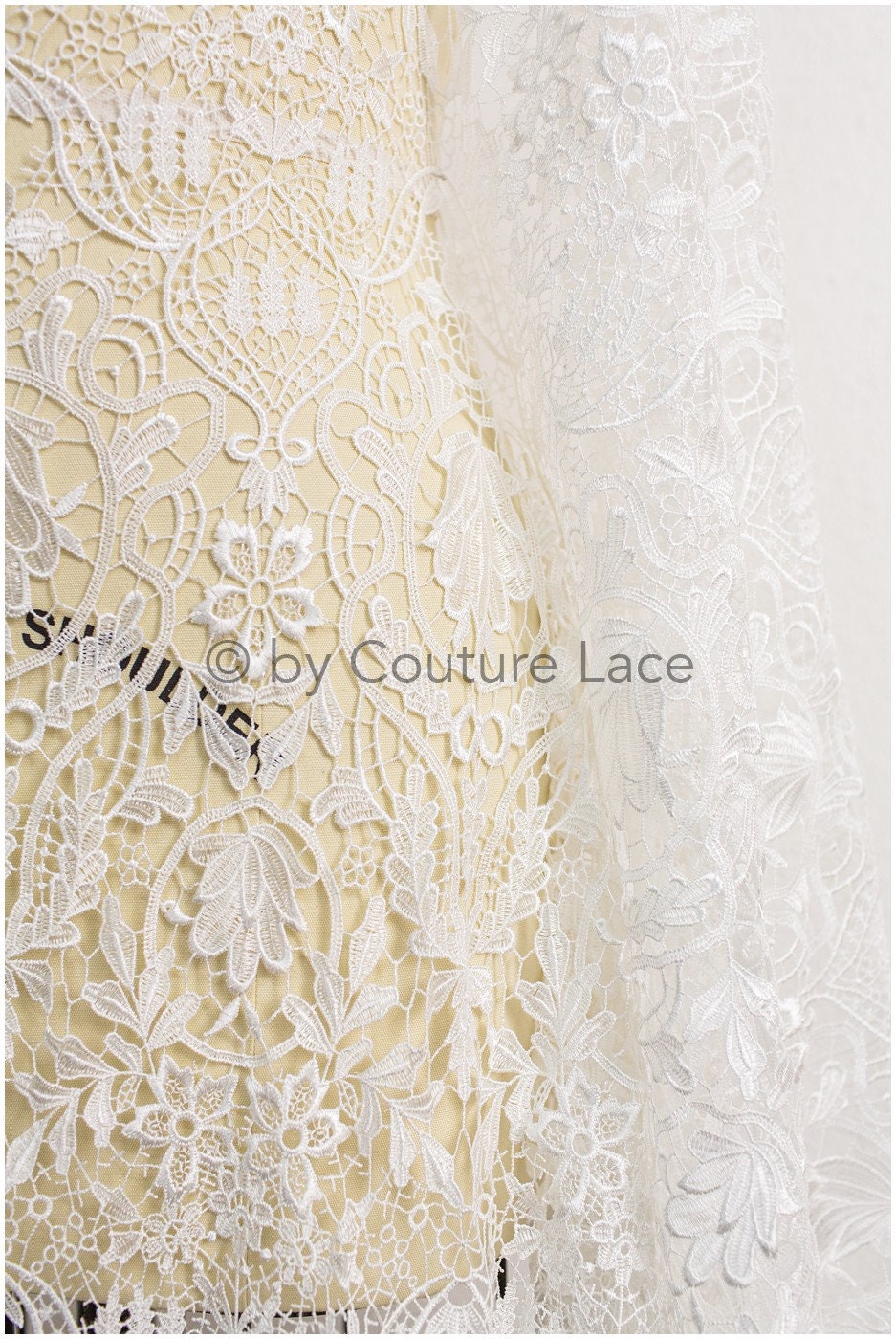 Guipure Spitzenstoff Off-White/ Boho Brautkleid Stoff/ Spitzenstoff für Hochzeitskleid/ Häkelspitze für Brautkleid// L19-201