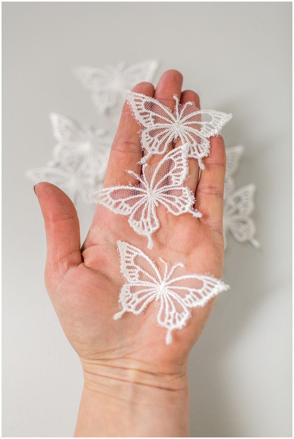10 pcs. 3D butterflies for sewing/ 3D appliqué for wedding dress/ bridal lace// A19-165