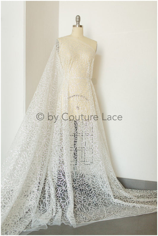 Glitzer Tüll Stoff/ Off-White Diamond Glitzer Netz/ Brautkleid Stoff mit Glitzer/ glänzender Braut Spitzenstoff/ Glänzender Glitzer Tüll Stoff// R-012