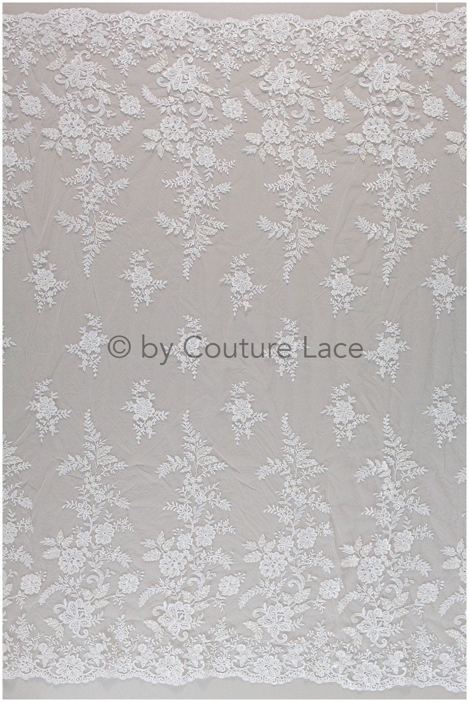 Perlen Spitzenstoff Off-White/ Brautspitze mit Perlen/ Blumenhochzeitskleid Spitze mit Perlen & Pailletten// L19-208