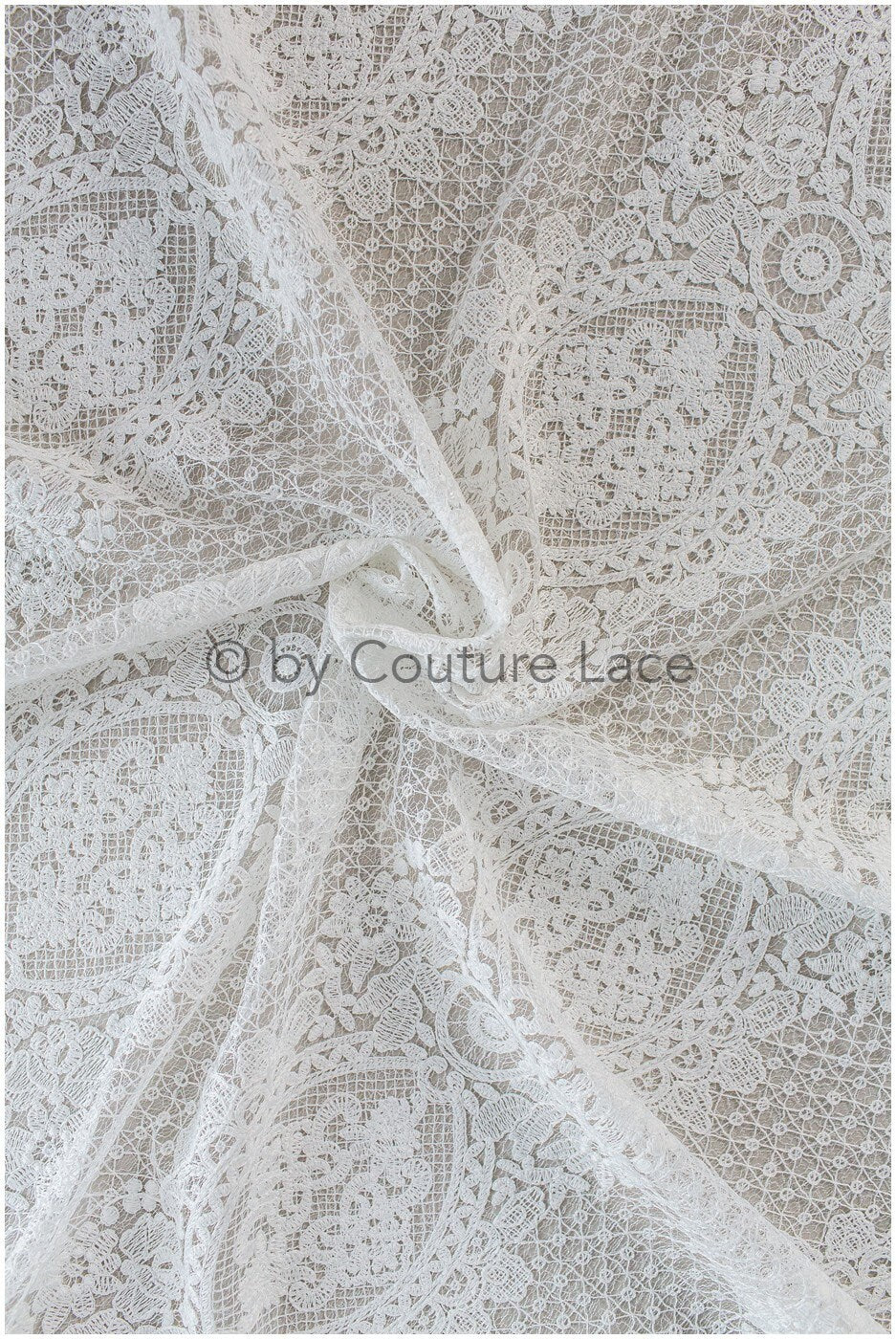 Embroidered bridal lace fabric/ Bridal lace fabric off-white/ Milk silk lace fabric/ Bridal lace// L19-222