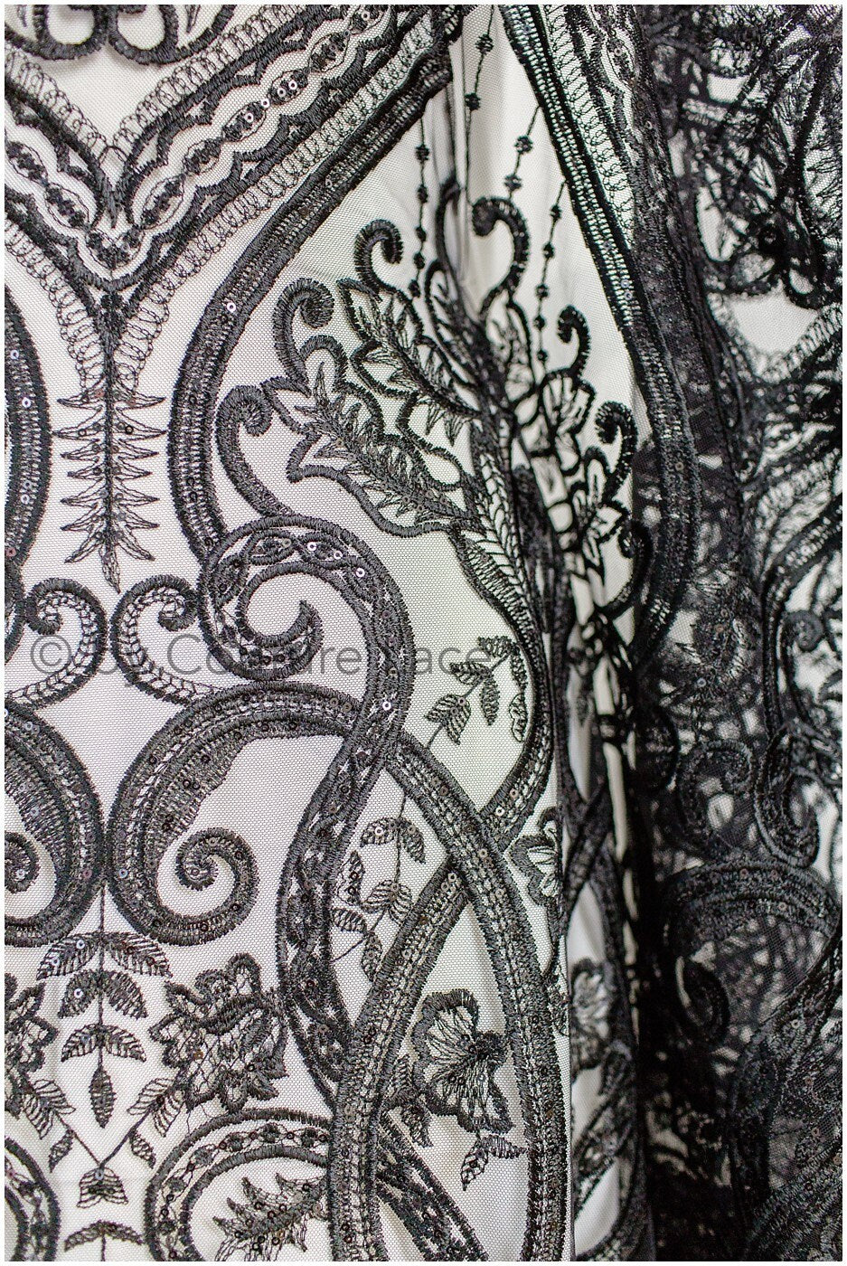 Blumenspitze / Abendkleid Spitzenmaterial / schwarze Spitze / florale schwarze Hochzeit Spitze / Couture Spitze / / L19-216