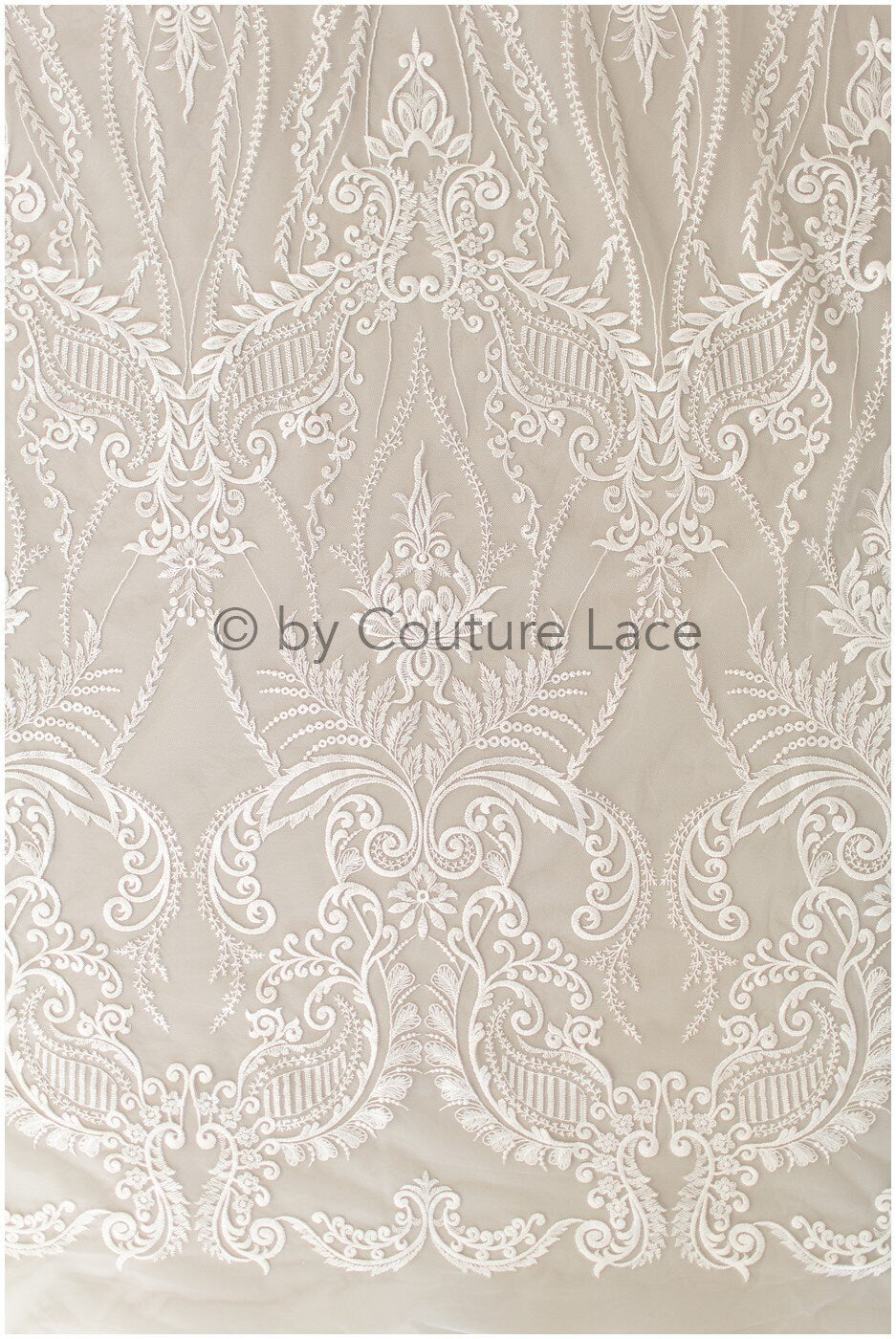 Boho bridal lace fabric off-white/ lace fabric/ embroidered bridal lace fabric/ wedding dress lace// L19-243
