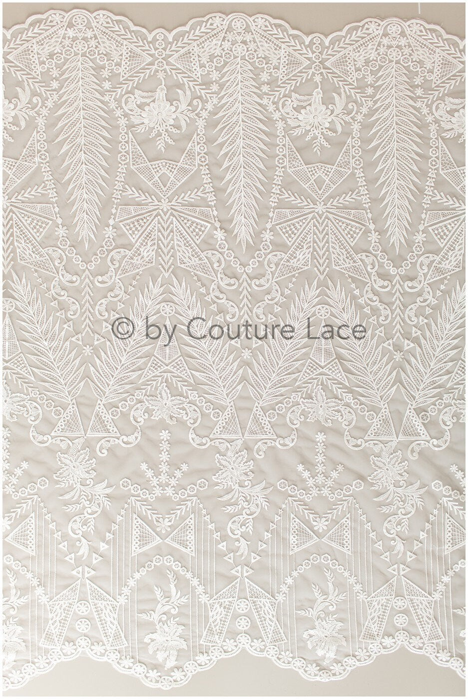 Boho bridal lace fabric off-white/ embroidered bridal lace fabric/ modern embroidered wedding dress lace// L19-242