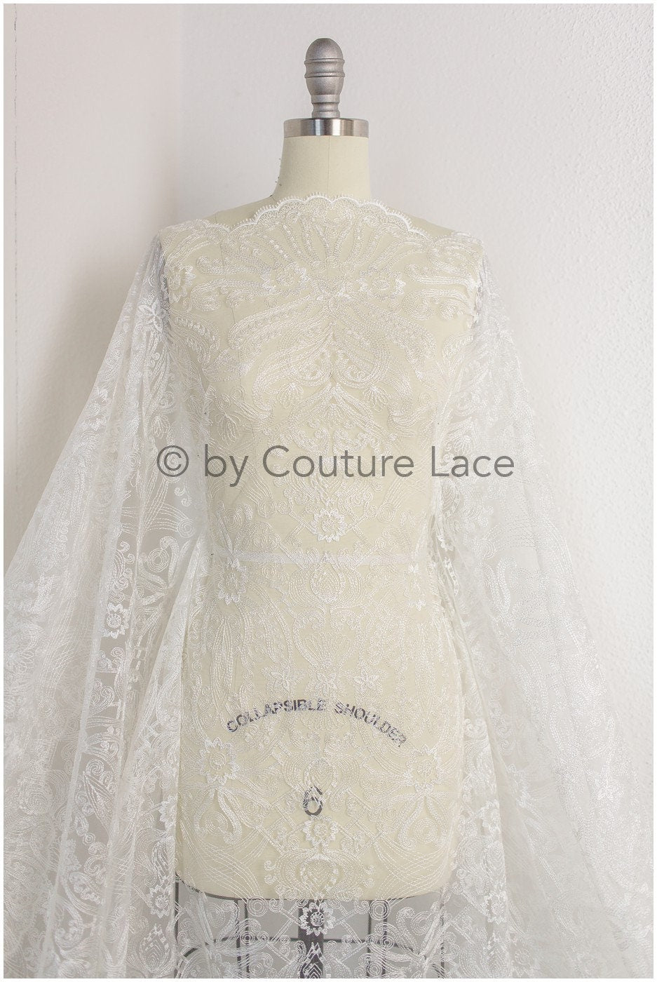 Braut Spitzenstoff Off-White/ weicher filigraner Brautspitzenstoff/ moderne bestickte Hochzeitskleid Spitze// L19-239