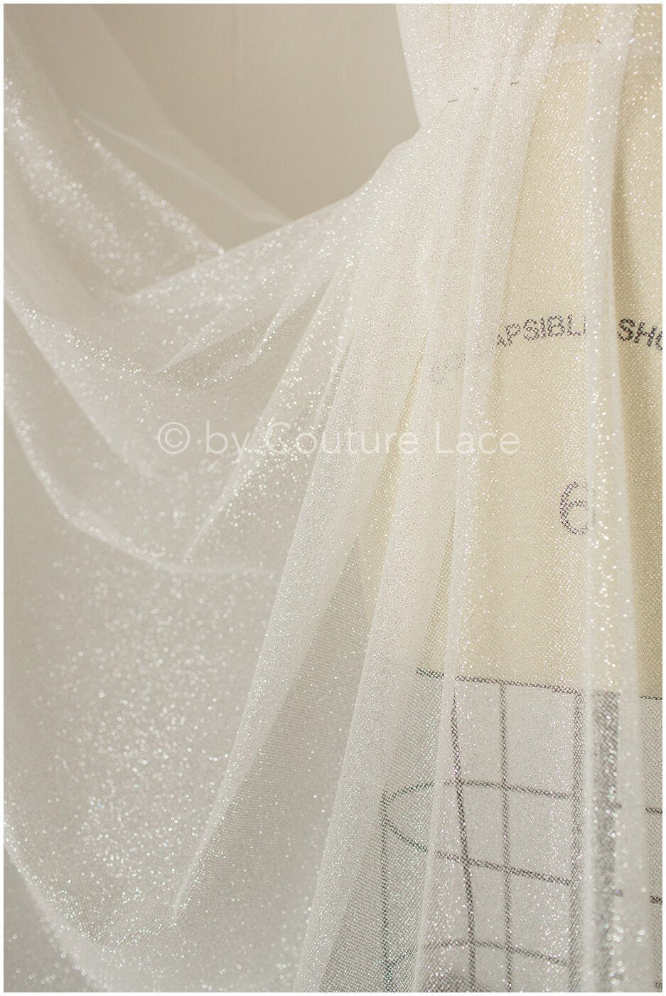 Shiny glitter tulle fabric/ off-white diamond glitter mesh/ wedding dress fabric with glitter/ shiny bridal lace fabric// R-018