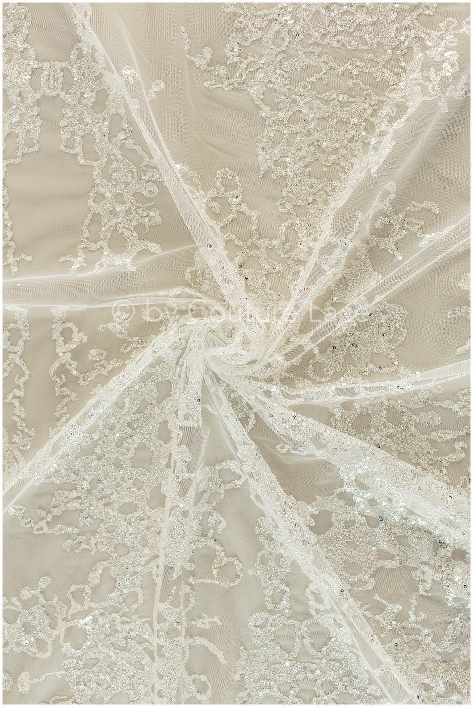Glitter tulle fabric/ off-white silver glitter net/ wedding dress fabric with glitter/ shiny bridal lace fabric// R-019