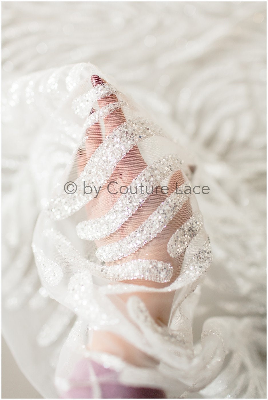 Shiny glitter tulle fabric/ off-white diamond glitter mesh fabric/ bridal dress fabric with glitter/ shiny bridal lace fabric// R-022