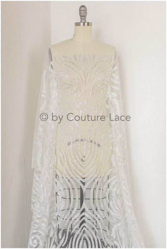 Glänzender Glitzer Tüll Stoff/ Off-White Diamond Glitzer Netzstoff/ Brautkleid Stoff mit Glitzer/ glänzender Braut Spitzenstoff// R-022